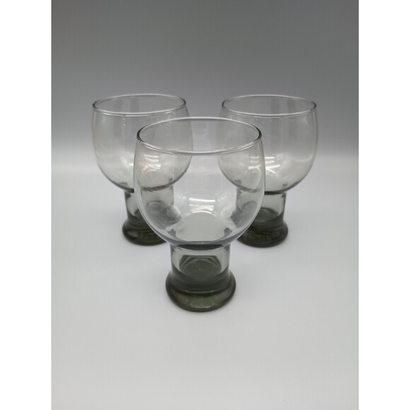 VTG Set Of 3 LIBBEY Smoke Color Roly Poly Tumblers Glasses 5.5” Tall MCM - Picture 1 of 4